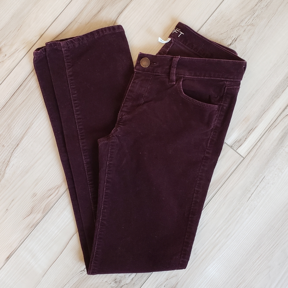 Loft Modern Straight Corduroy Pant, Burgundy